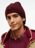 Red Lambswool Blend Cable Knit Flag Beanie  Men