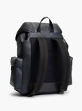 Blue Leather Global Stripe Buckle Flap Backpack  Men