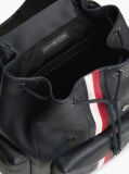 Blue Leather Global Stripe Buckle Flap Backpack  Men