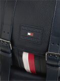 Blue Leather Global Stripe Buckle Flap Backpack  Men