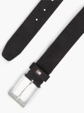 Black Leather Enamel Flag Rectangular Buckle Belt  Men