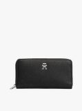Black Th Emblem Large Zip-Around Wallet  Women