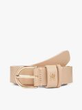 Beige Essential TH Monogram Leather Belt  Women