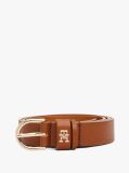 Brown Essential TH Monogram Leather Belt  Women