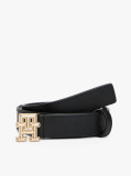Black TH Monogram Leather Belt  Women