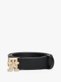 Black TH Monogram Leather Belt  Women