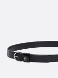 Black Essential TH Monogram Leather Belt  Women