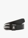 Black Essential TH Monogram Leather Belt  Women