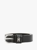 Black Essential TH Monogram Leather Belt  Women