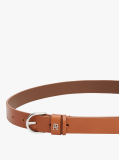 Brown Essential TH Monogram Leather Belt  Women