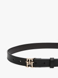 Μαύρο Modern TH Monogram Δερμάτινη Ζώνη Με Αγκράφα  Γυναίκες
