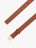 Brown Modern TH Monogram Buckle Leather Belt  Women