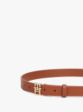 Brown Modern TH Monogram Buckle Leather Belt  Women