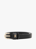 Μαύρο Essential TH Monogram Δερμάτινη Ζώνη  Γυναίκες