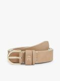 Beige Essential Rounded Buckle Leather Belt  Women