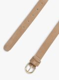 Beige Essential Rounded Buckle Leather Belt  Women