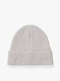Grey Pure Cashmere Rib-Knit Beanie  Women