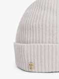 Grey Pure Cashmere Rib-Knit Beanie  Women