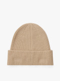 Beige Pure Cashmere Rib-Knit Beanie  Women