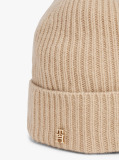 Beige Pure Cashmere Rib-Knit Beanie  Women