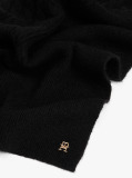 Black Chic Cable Knit Fluffy Scarf  Women