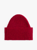 Red Heritage Wool Blend Logo Plaque Beanie  Women