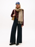 Beige TH Crest Houndstooth Wool Blend Fluffy Scarf  Women