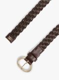 Brown Chic Oval Buckle Braided Leather Belt  Women