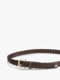 Brown Chic Oval Buckle Braided Leather Belt  Women
