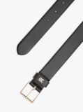 Black TH Monogram Square Buckle Leather Belt  Women