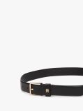 Black TH Monogram Square Buckle Leather Belt  Women