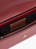 Red Leather Flap Logo Plaque Crossbody Bag  Women