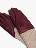 Red Heritage Rib-Knit Cuff Leather Gloves  Women
