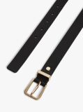 Black Logo Keeper Rectangular Buckle Leather Belt  Women