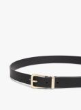 Black Logo Keeper Rectangular Buckle Leather Belt  Women