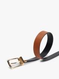 Multi Rectangular Buckle Reversible Leather Belt  Women