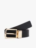 Multi Rectangular Buckle Reversible Leather Belt  Women