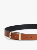 Multi Rectangular Buckle Reversible Leather Belt  Women
