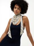 White Rope Print Pure Silk Scarf  Women