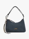 Blue Metal Logo Suede Shoulder Bag  Women