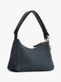 Blue Metal Logo Suede Shoulder Bag  Women