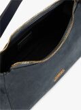 Blue Metal Logo Suede Shoulder Bag  Women
