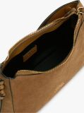 Brown Metal Logo Suede Shoulder Bag  Women