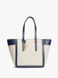 Blue Logo Charm Linen Blend Canvas Tote Bag  Women