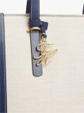 Blue Logo Charm Linen Blend Canvas Tote Bag  Women