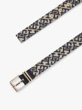 Blue Jacquard Double Keeper Square Buckle Belt  Women