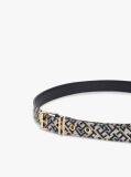 Blue Jacquard Double Keeper Square Buckle Belt  Women
