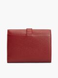 Red Pebble Grain Buckle Trifold Wallet  Women