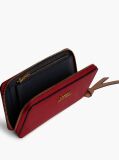 Red Leather Metal Logo Zip-Around Wallet  Women