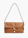 Brown Leather Chain Charm Shoulder Bag  Women